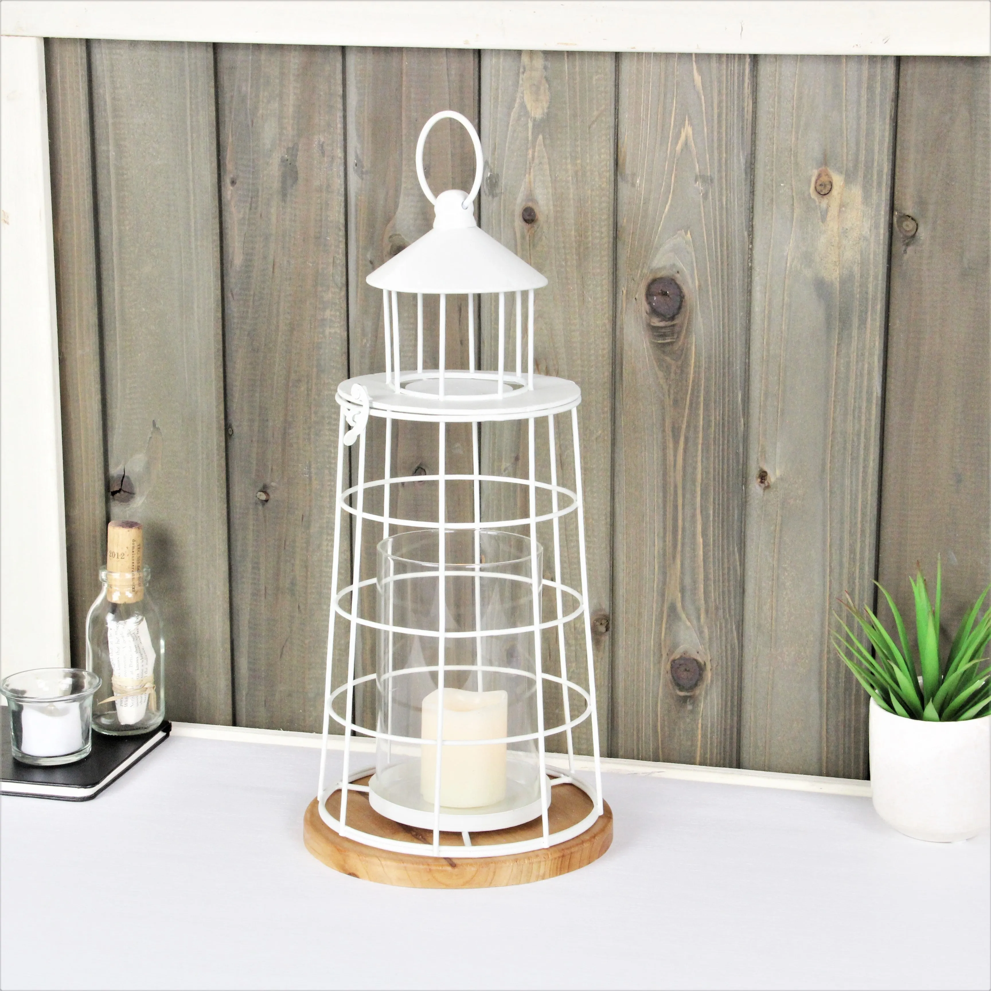 5895WT-L - Caler White Lighthouse Décor - Large