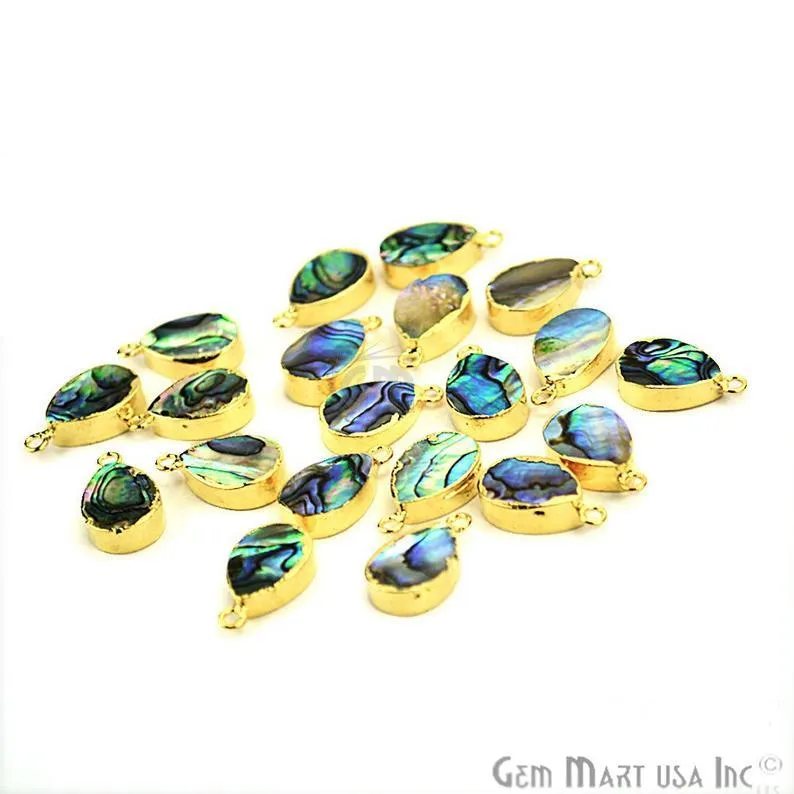 Abalone Shell 10x14mm Pear Shape Single Bail Gold Edge Connector