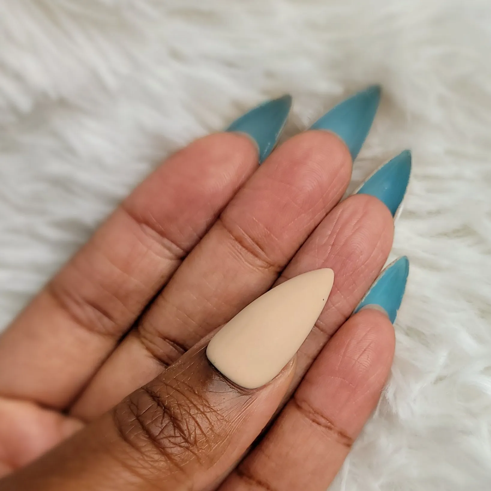 Almond Shaped Nude Nails - Bridal Press on Nails