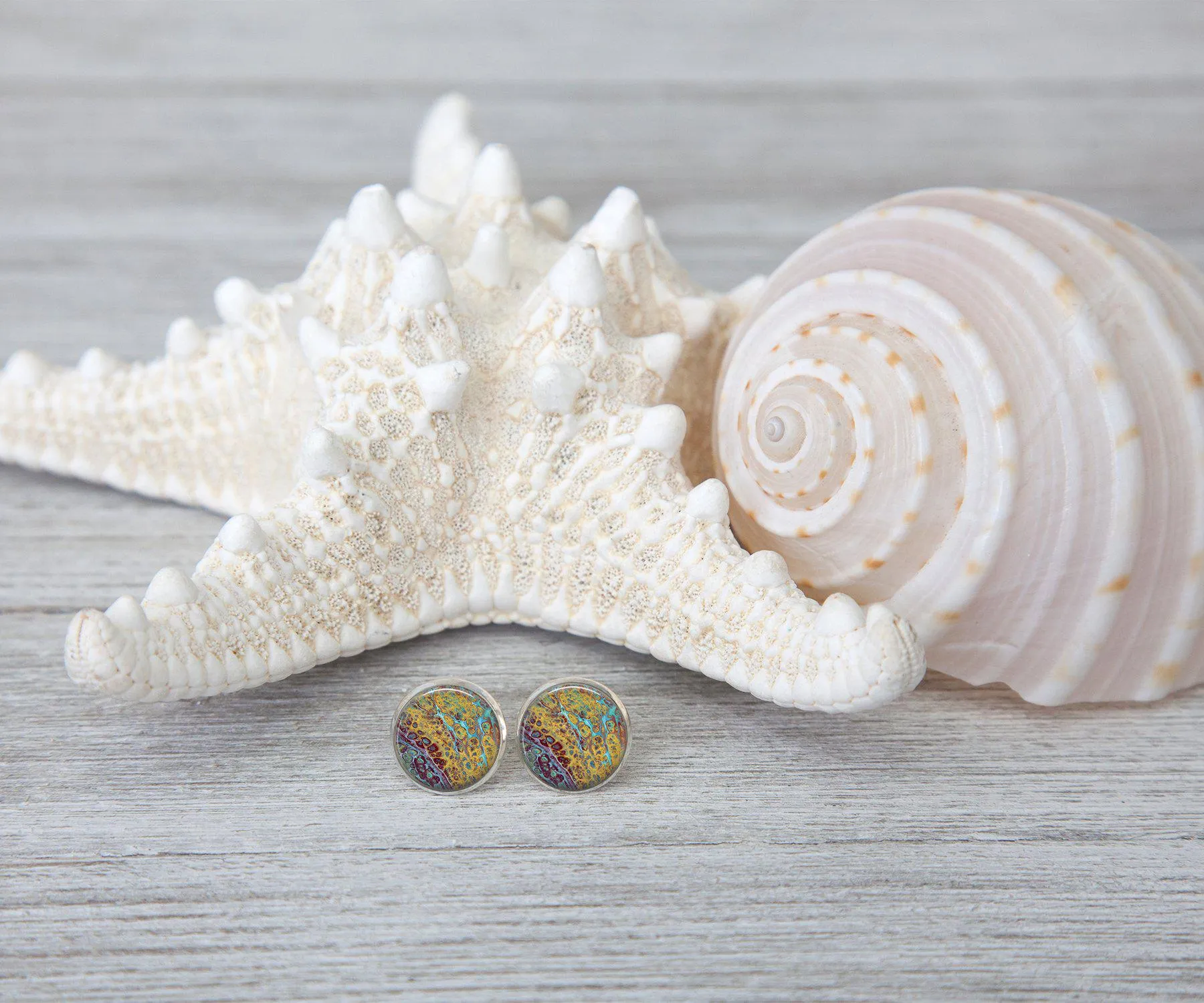 Amber Waves Stud Earrings | Handmade Beach Jewelry