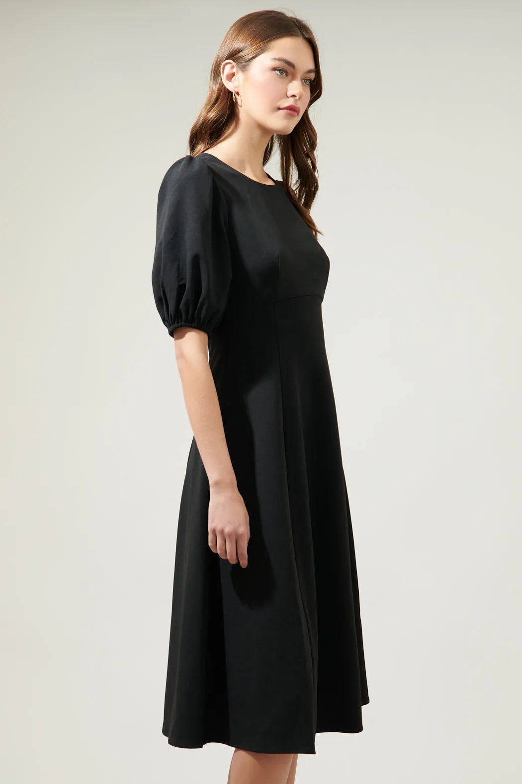 America Puff Sleeve Midi Dress