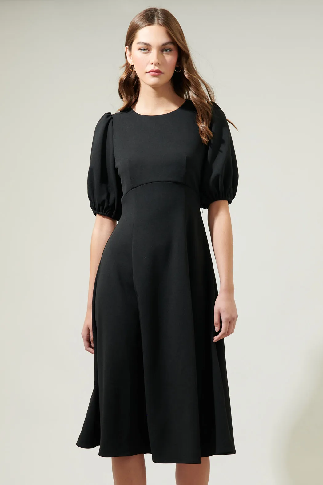 America Puff Sleeve Midi Dress