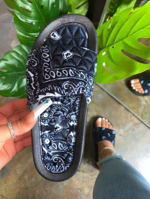 Antoinette Bandana Slides-Black