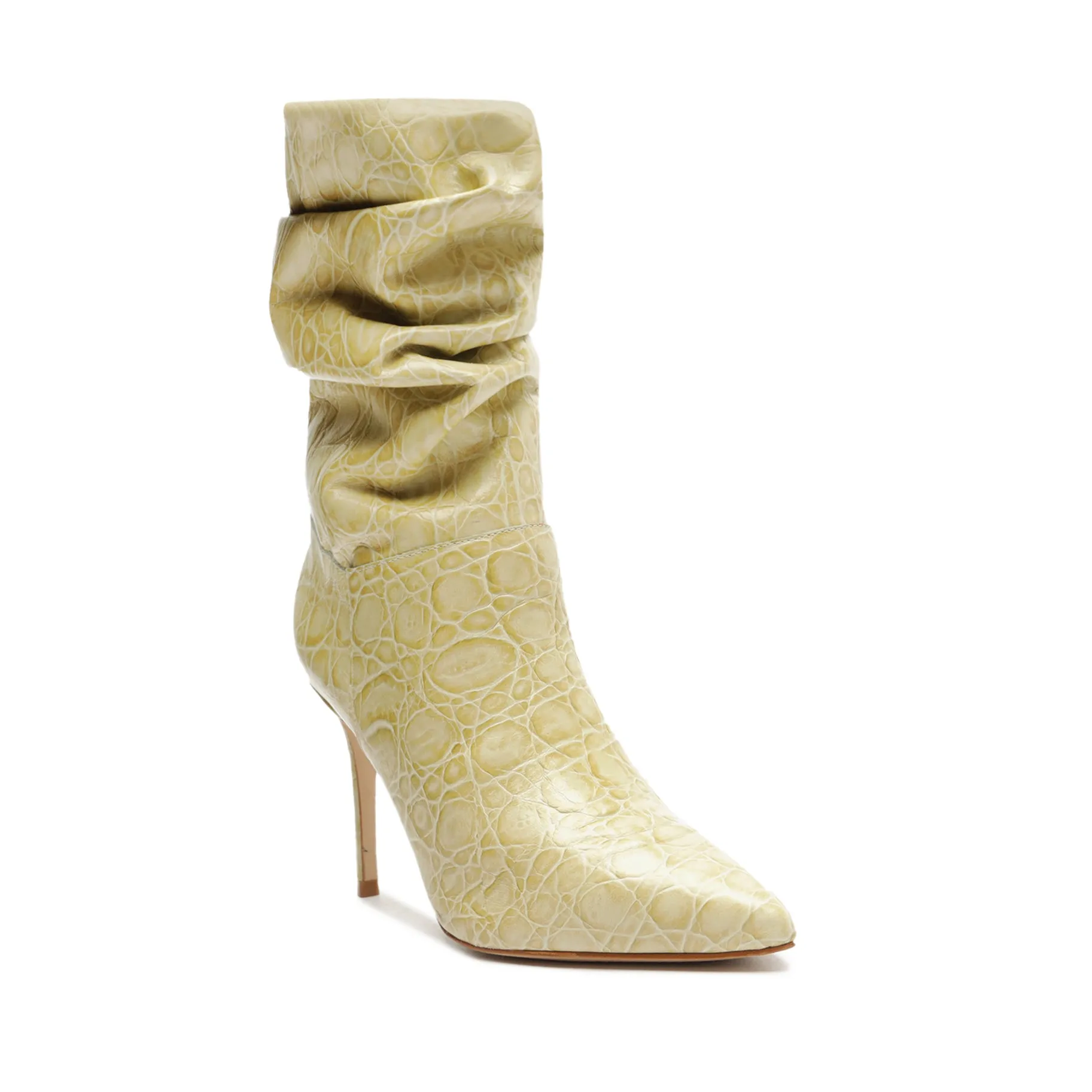 Ashlee Crocodile-Embossed Leather Bootie