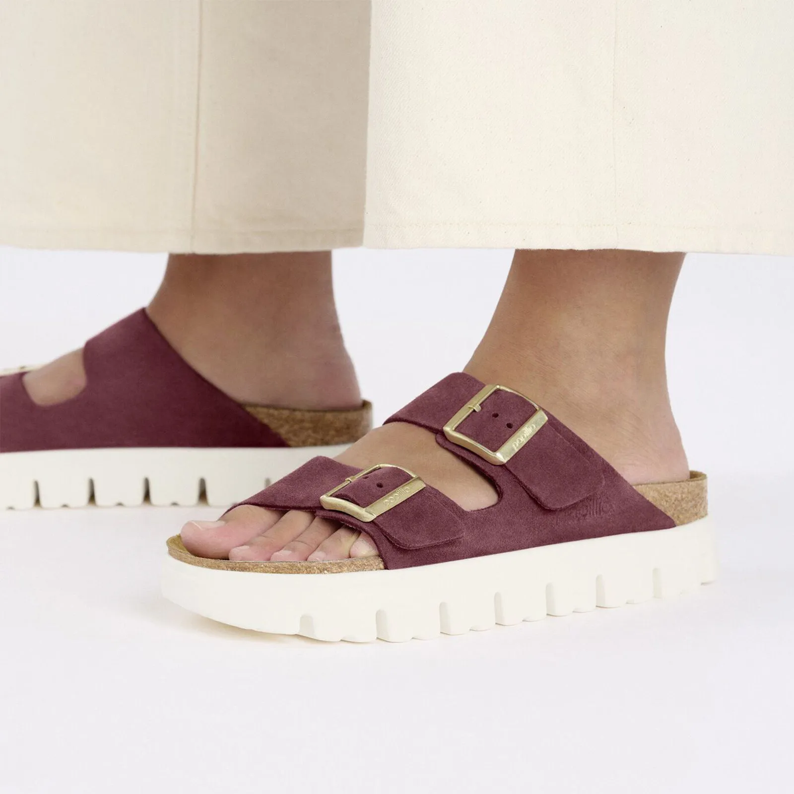 Birkenstock Arizona Chunky Slide Sandal (Women) - Berry Crush Suede