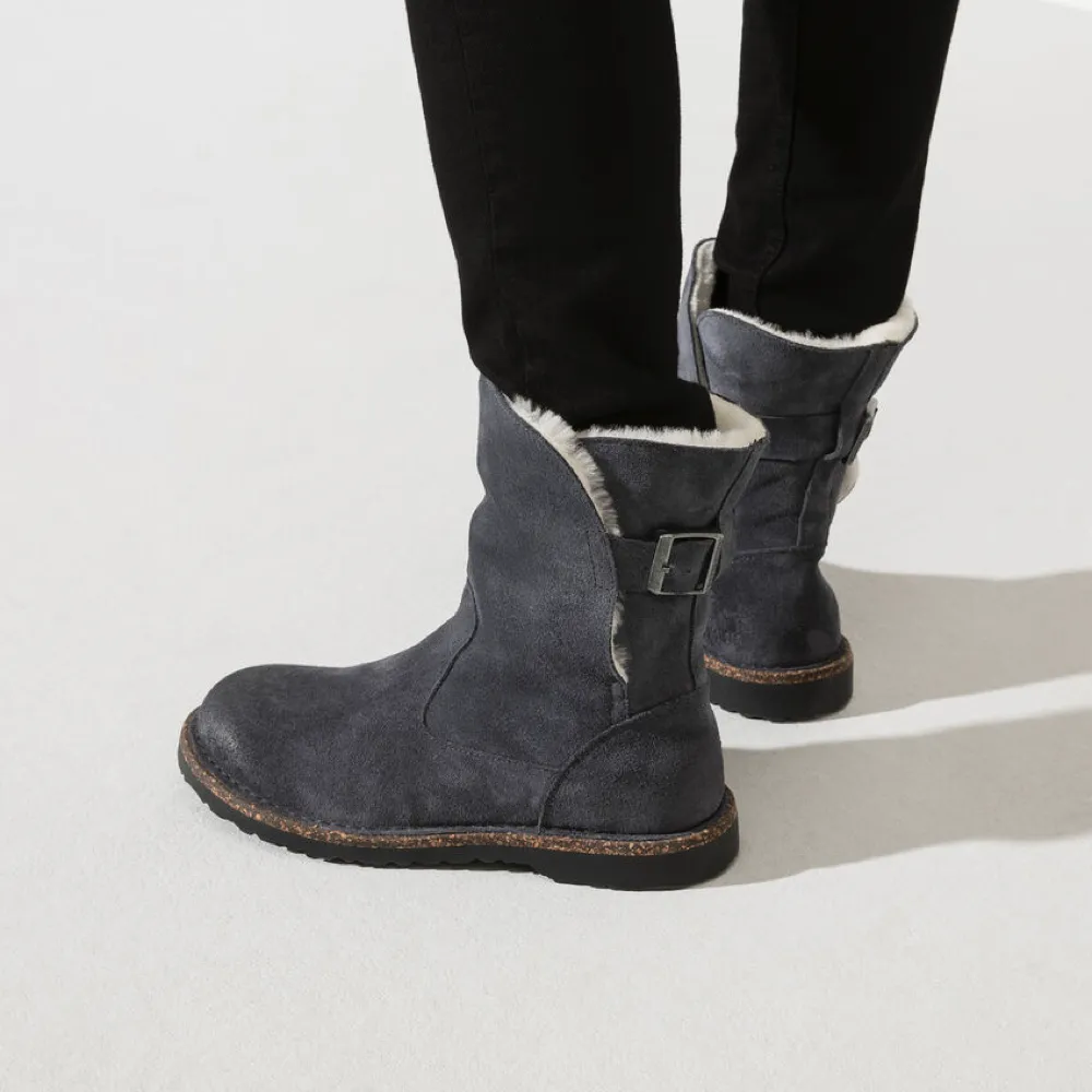 Birkenstock Uppsala Shearling Suede Leather Pull On Boot in Graphite