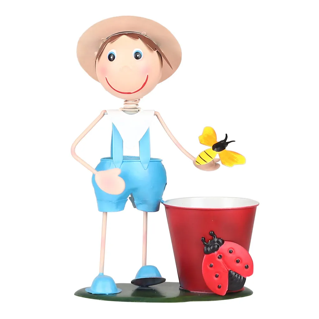 Boy with Pot Metal Planter