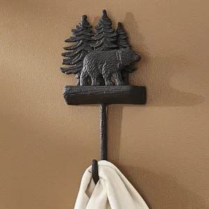 Cast Black Bear Towel Hook Set