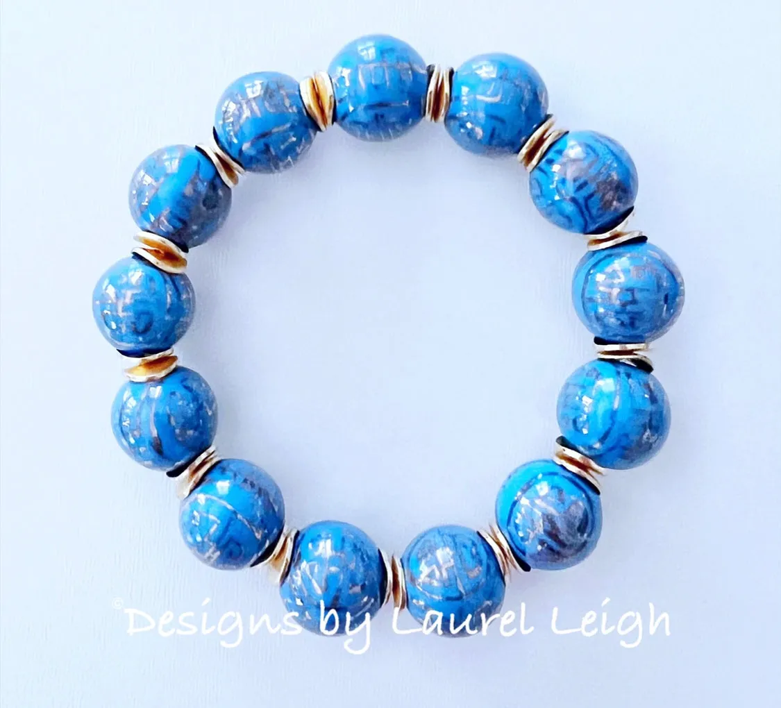 Chinoiserie French Blue & Gold Accent Bracelet