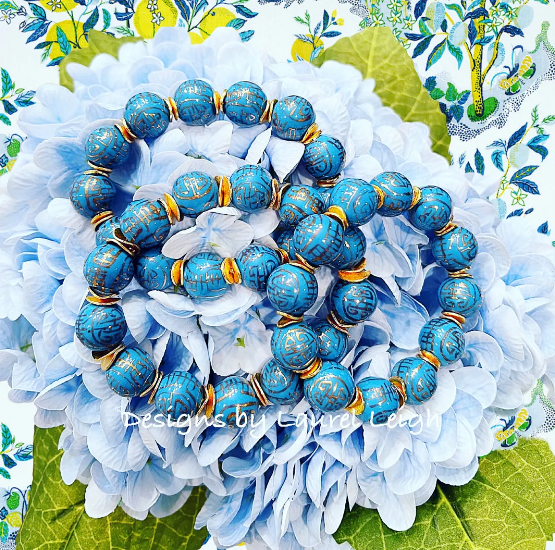 Chinoiserie French Blue & Gold Accent Bracelet