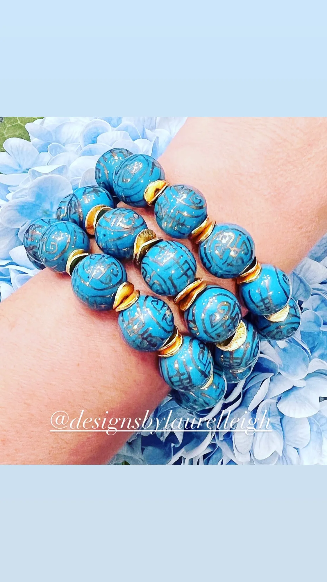 Chinoiserie French Blue & Gold Accent Bracelet