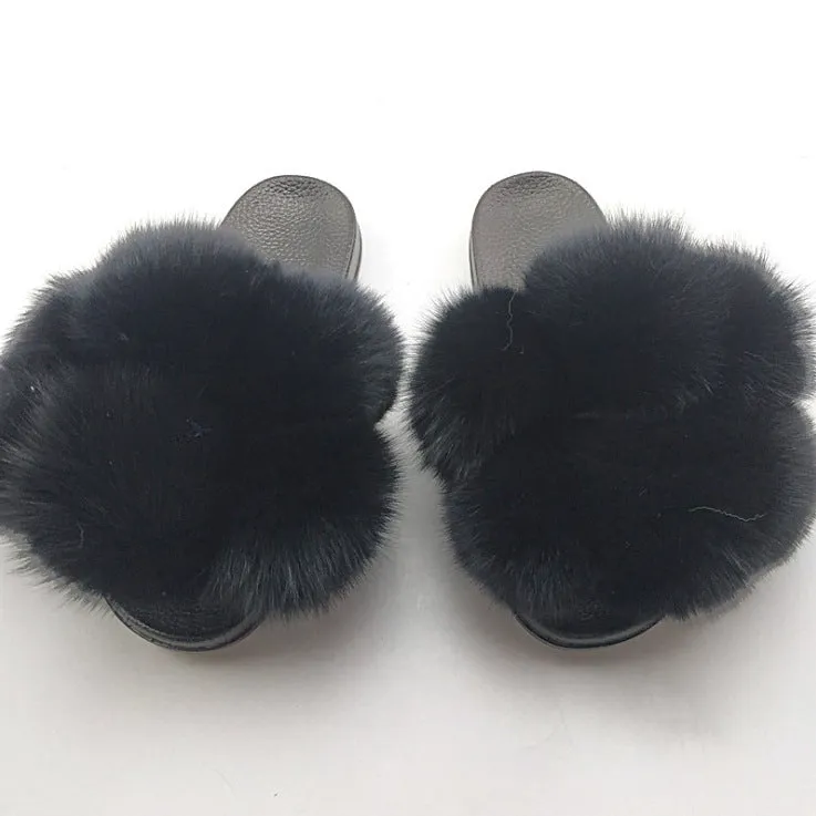 Colorful Faux-Fur Fluffy Slippers for Women