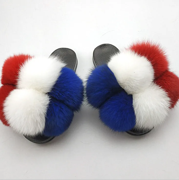 Colorful Faux-Fur Fluffy Slippers for Women