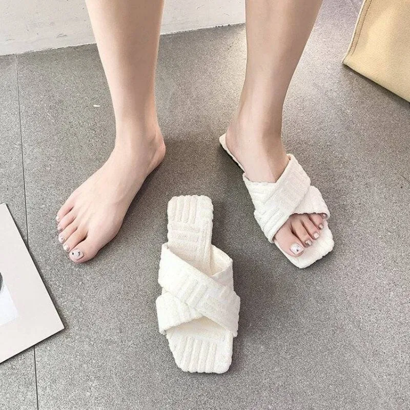 Criss Cross Pattern Women Slippers