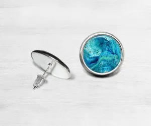 Deep Serenity Stud Earrings | Handmade Beach Jewelry