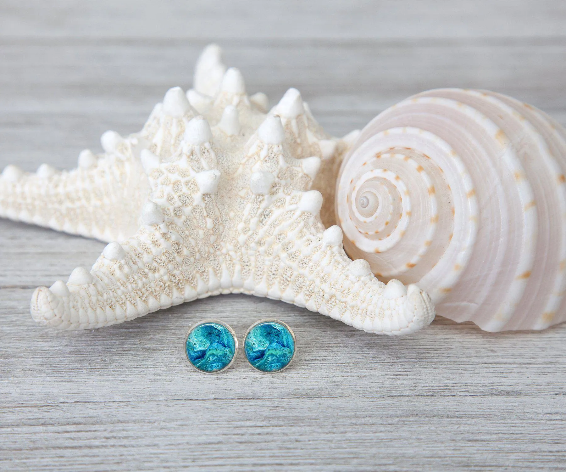 Deep Serenity Stud Earrings | Handmade Beach Jewelry