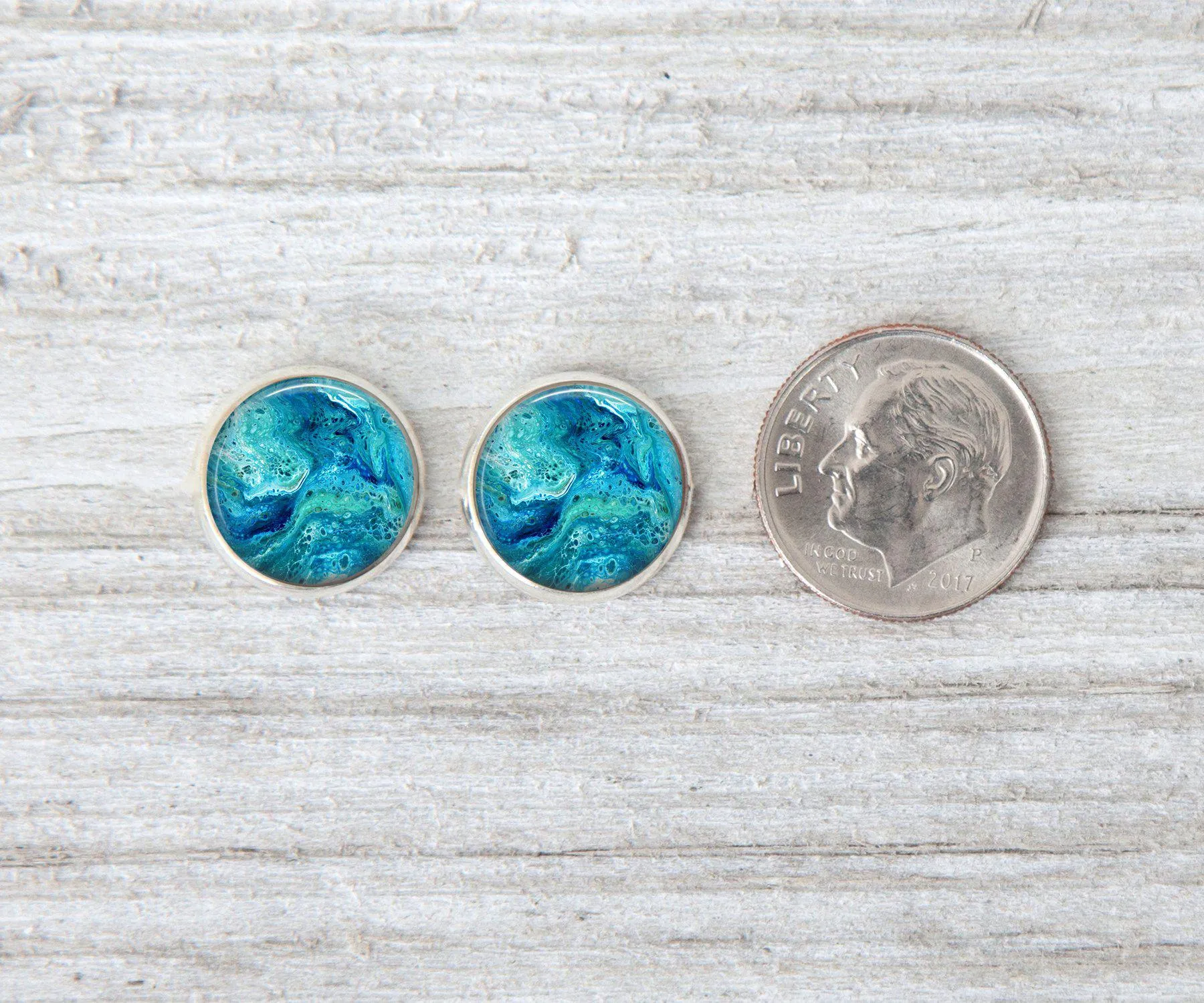 Deep Serenity Stud Earrings | Handmade Beach Jewelry