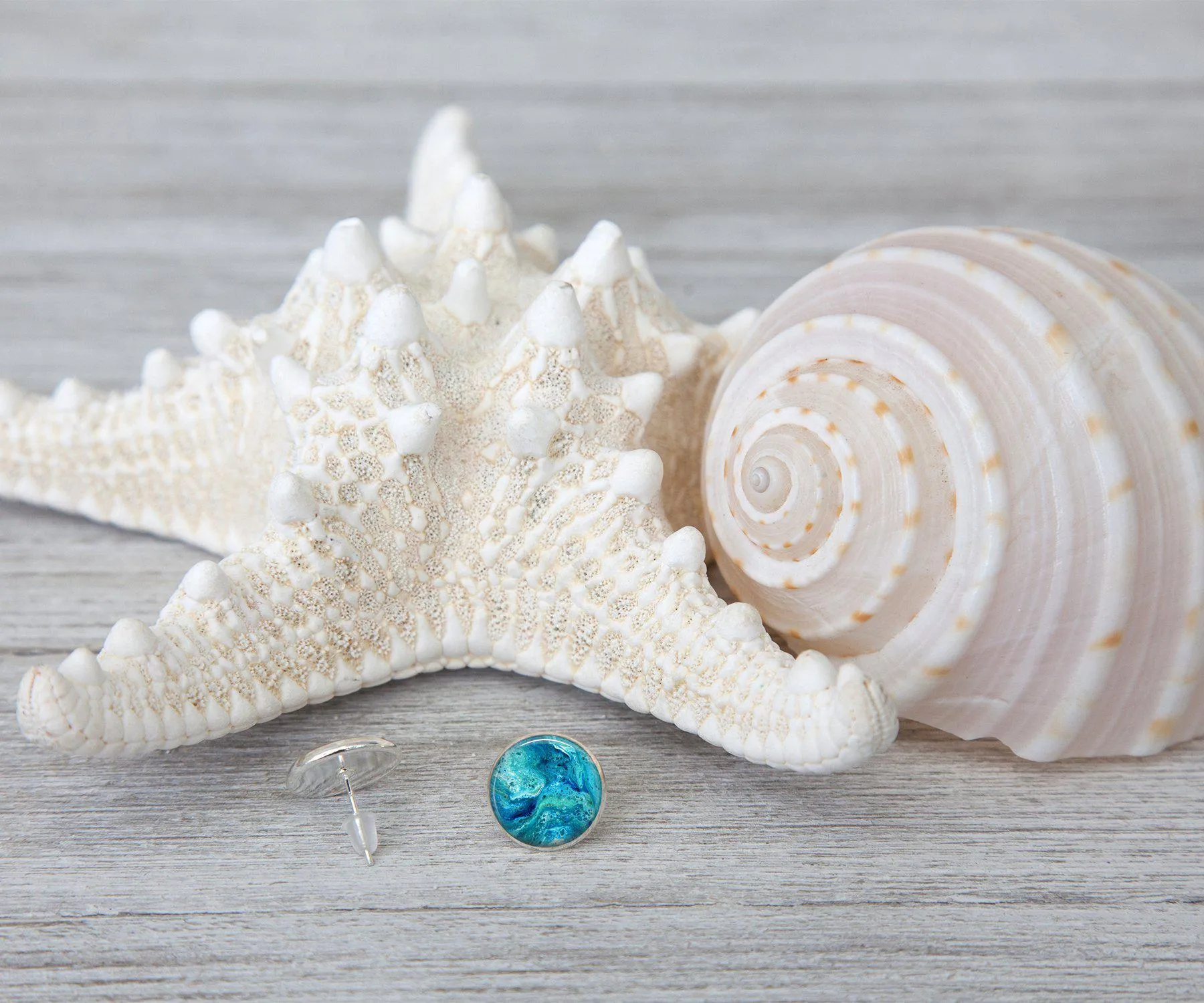 Deep Serenity Stud Earrings | Handmade Beach Jewelry