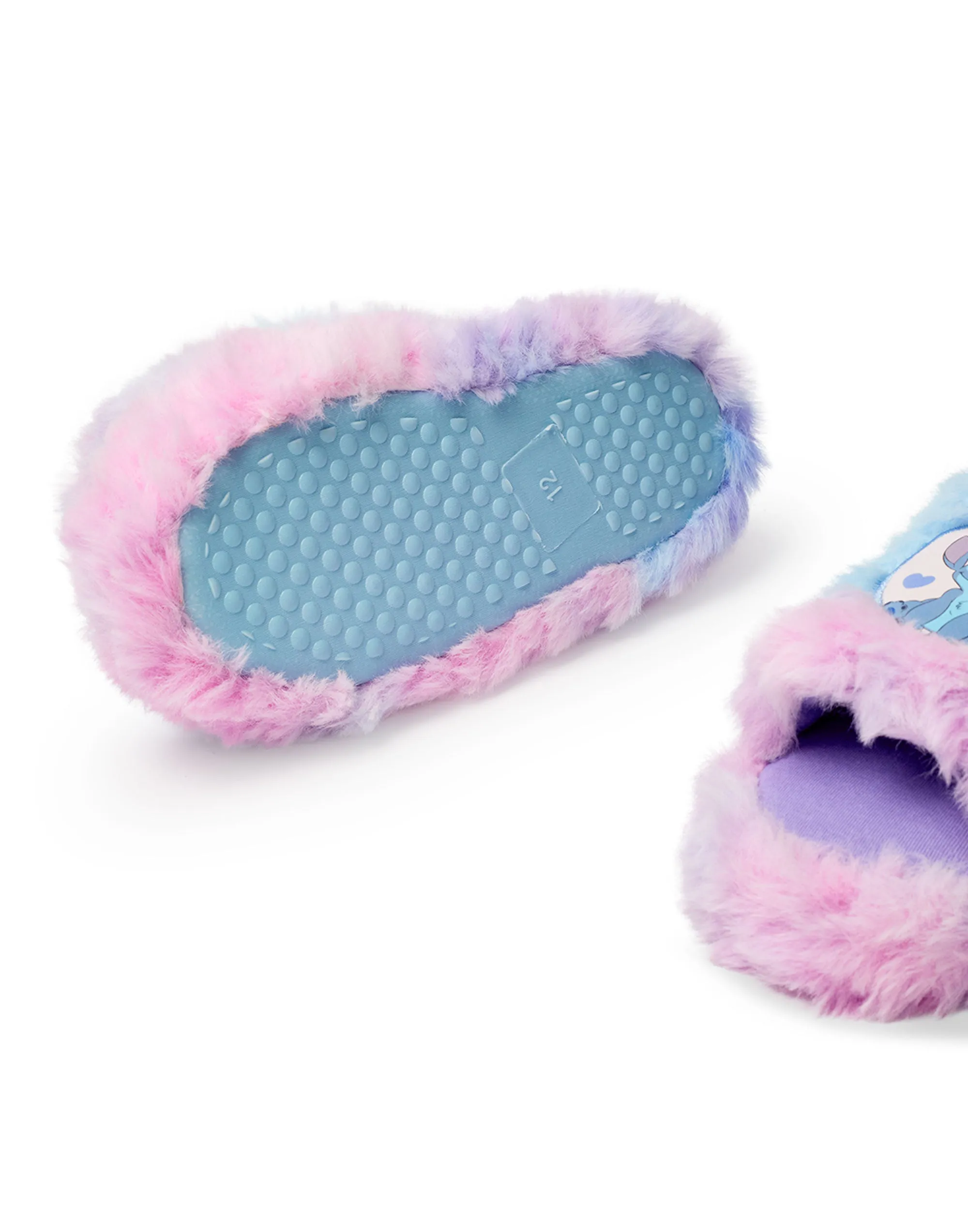 Disney Fluffy Ombre Stitch Character Womens Multicoloured Slider Slippers