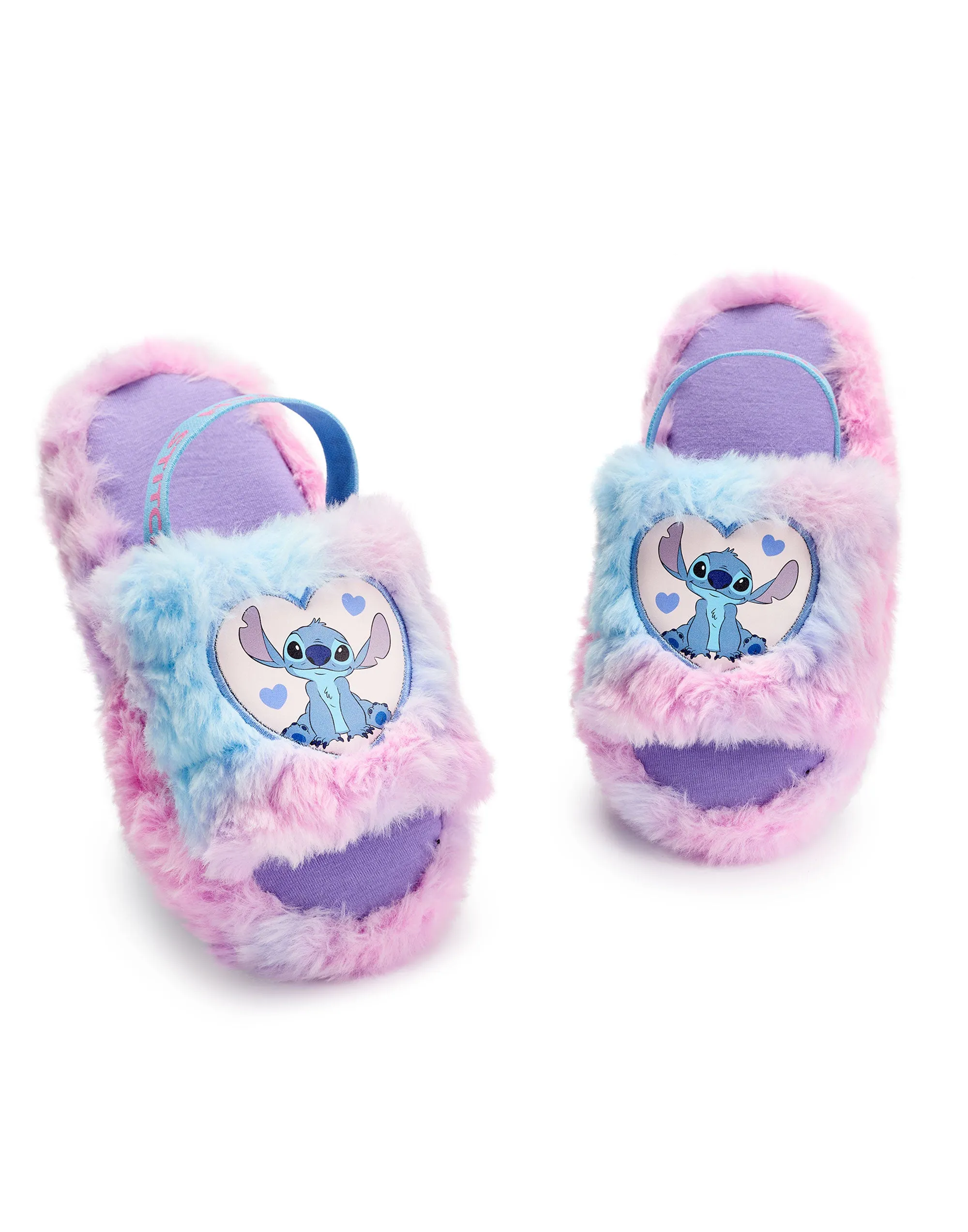 Disney Fluffy Ombre Stitch Character Womens Multicoloured Slider Slippers