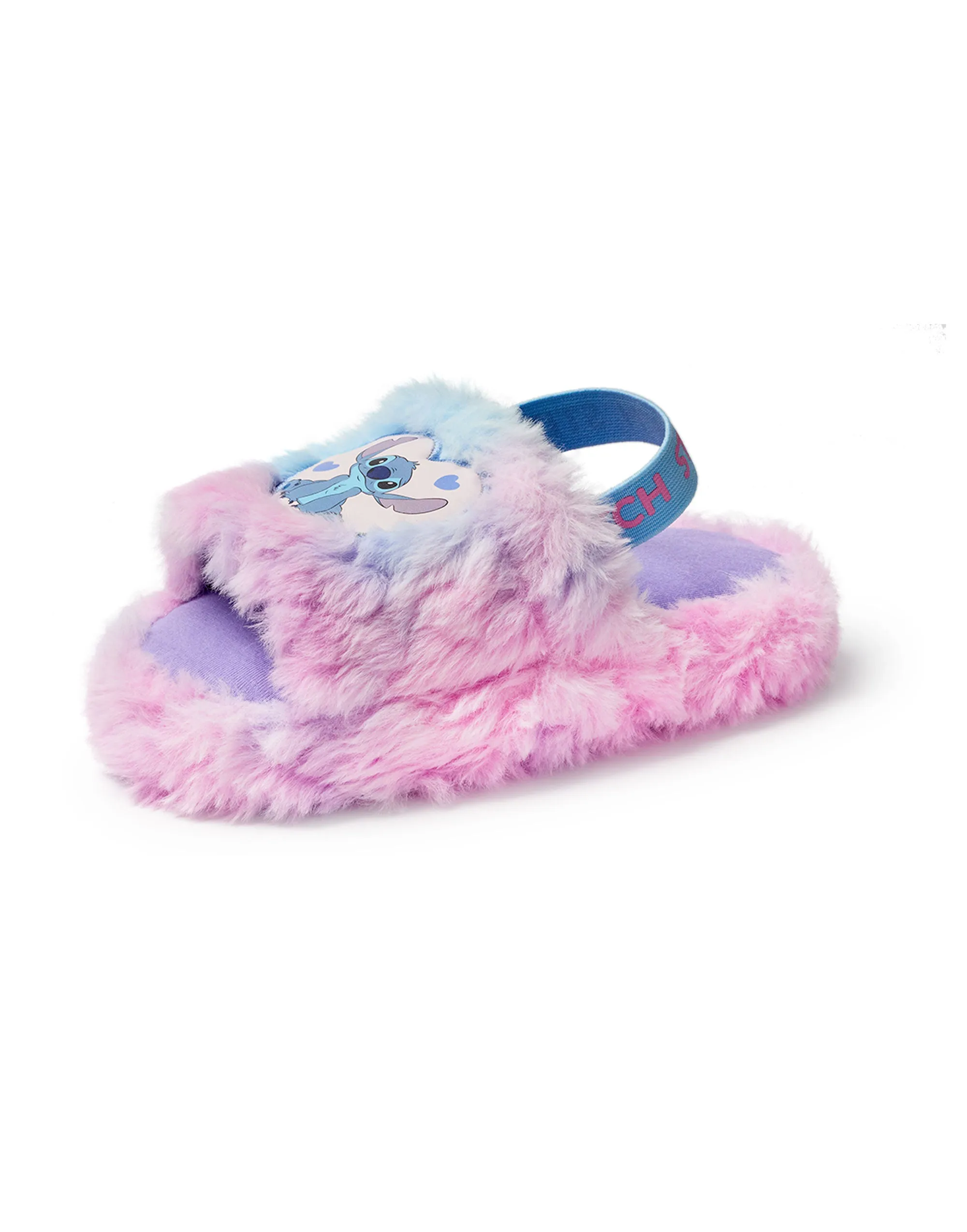 Disney Fluffy Ombre Stitch Character Womens Multicoloured Slider Slippers