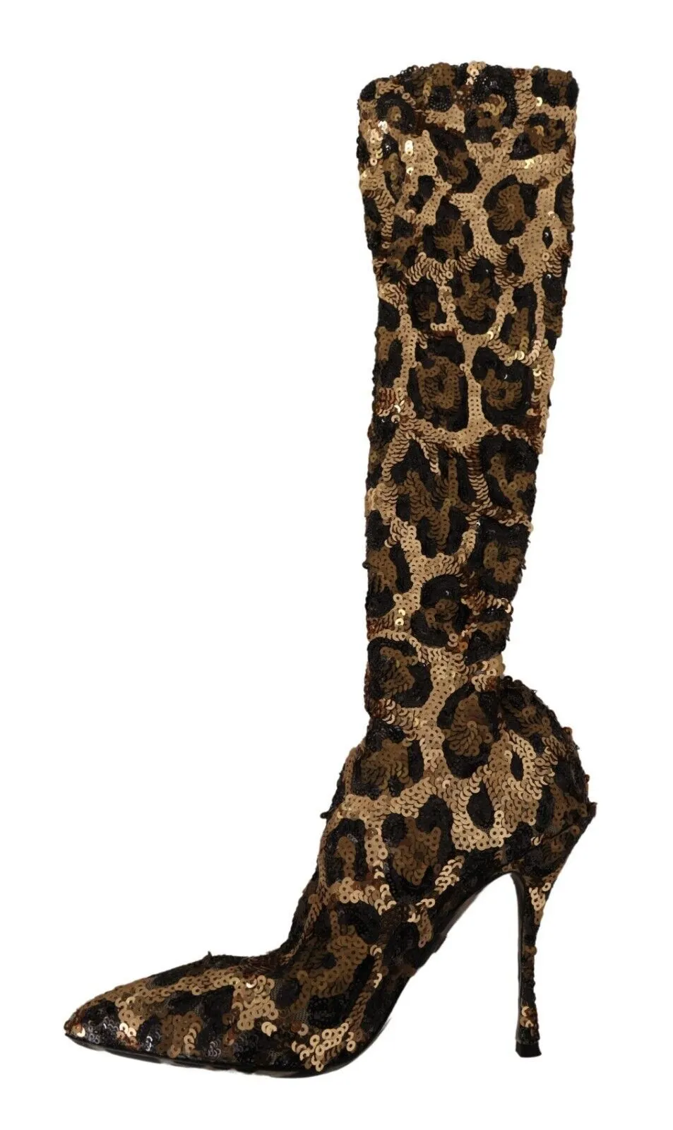 Dolce & Gabbana Knee-High Boots Leopard Sequin Design