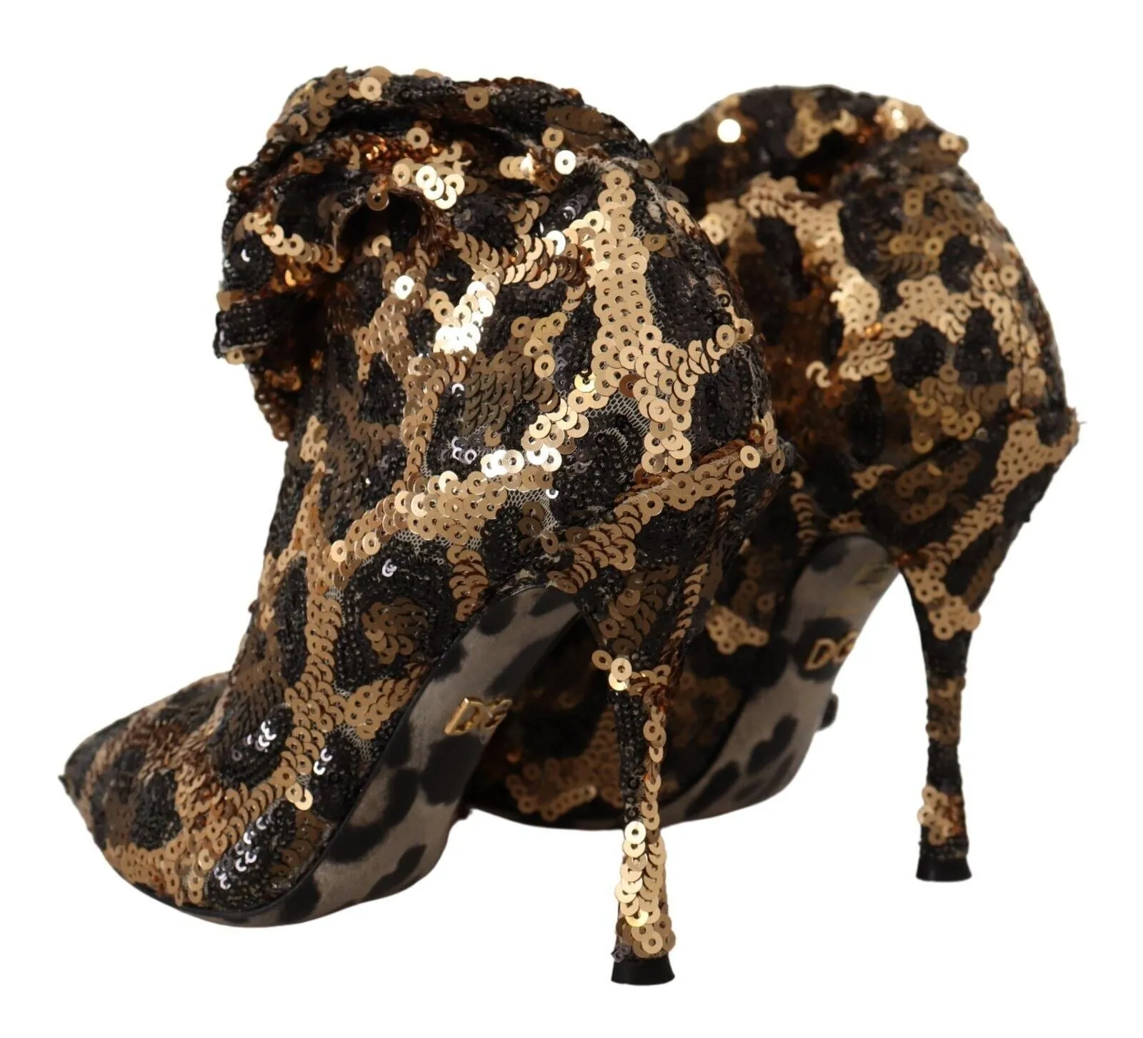 Dolce & Gabbana Knee-High Boots Leopard Sequin Design