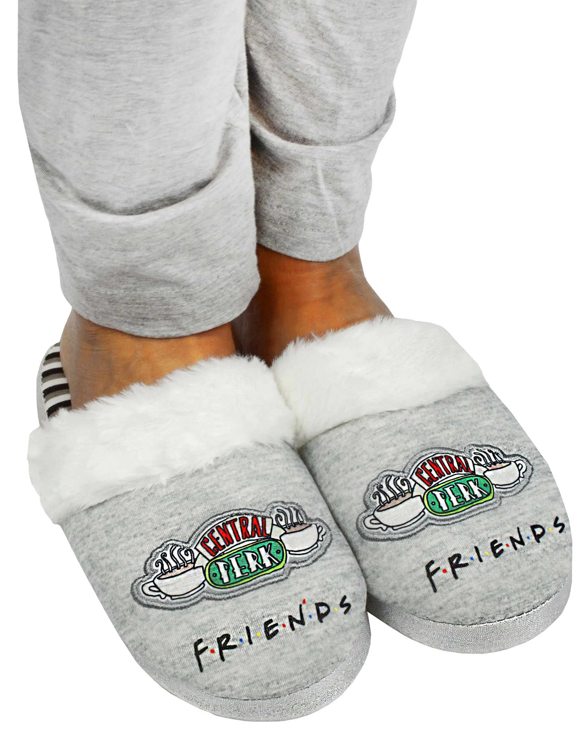 Friends Central Perk Graphic Girls Grey Mule Slippers