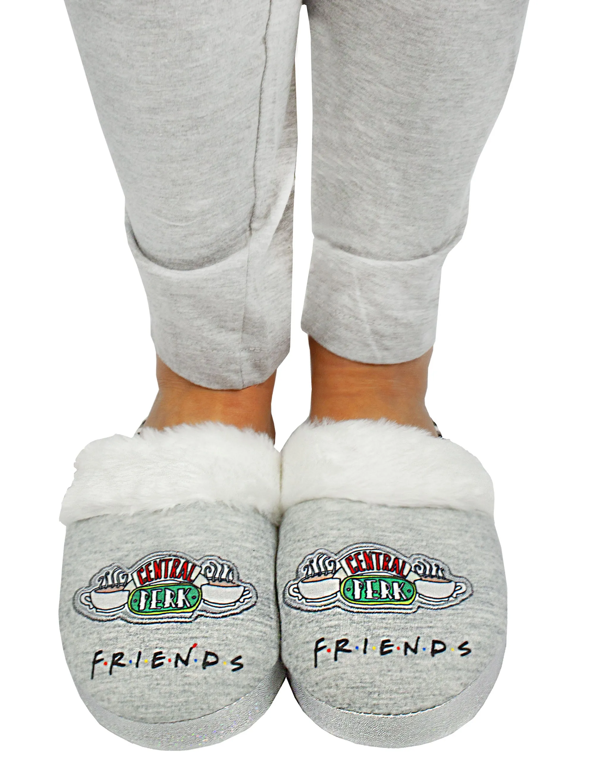 Friends Central Perk Graphic Girls Grey Mule Slippers