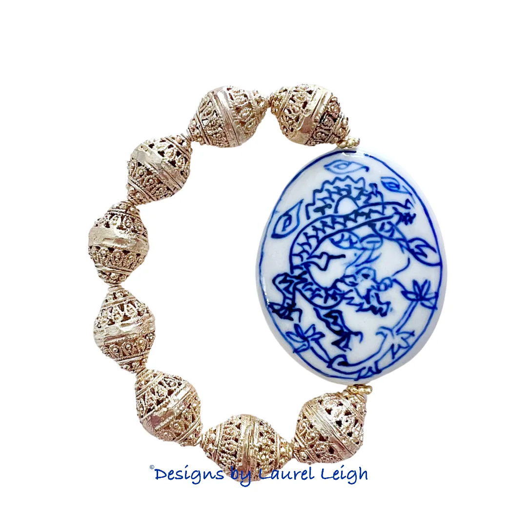 Gold Filigree Chinoiserie Focal Bead Bracelet