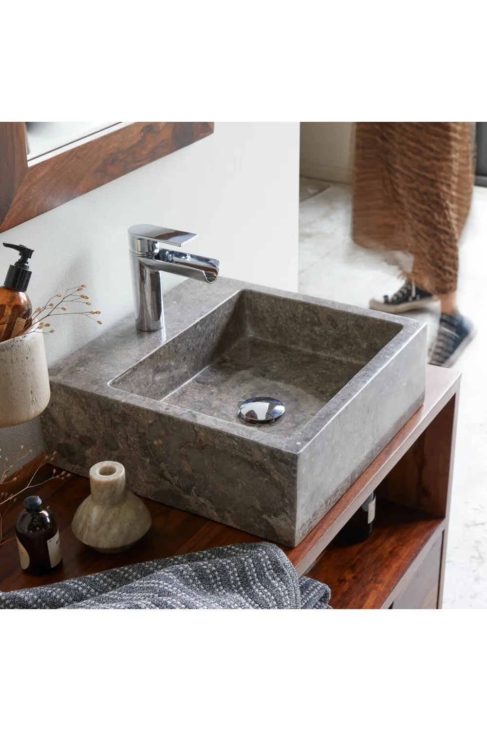 Gray Marble Bathroom Sink | Tikamoon Slats