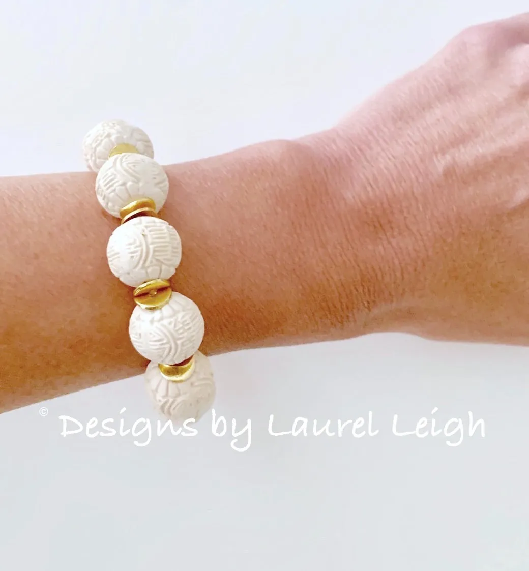 Ivory Gold Chinoiserie Cinnabar Bracelet