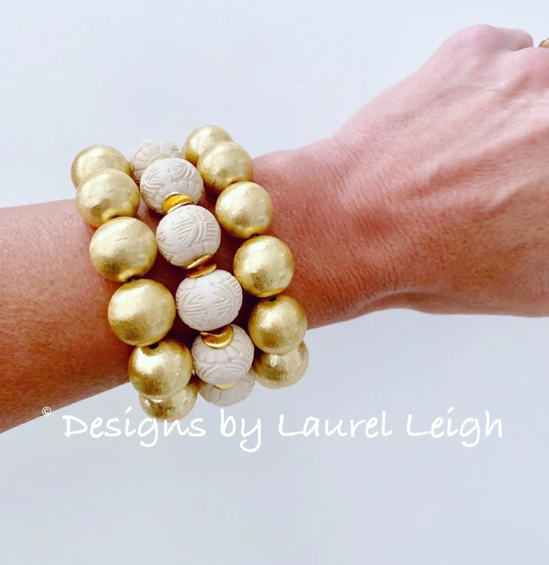 Ivory Gold Chinoiserie Cinnabar Bracelet