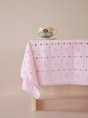 Large Rectangular Cotton Table Cloth - Pink