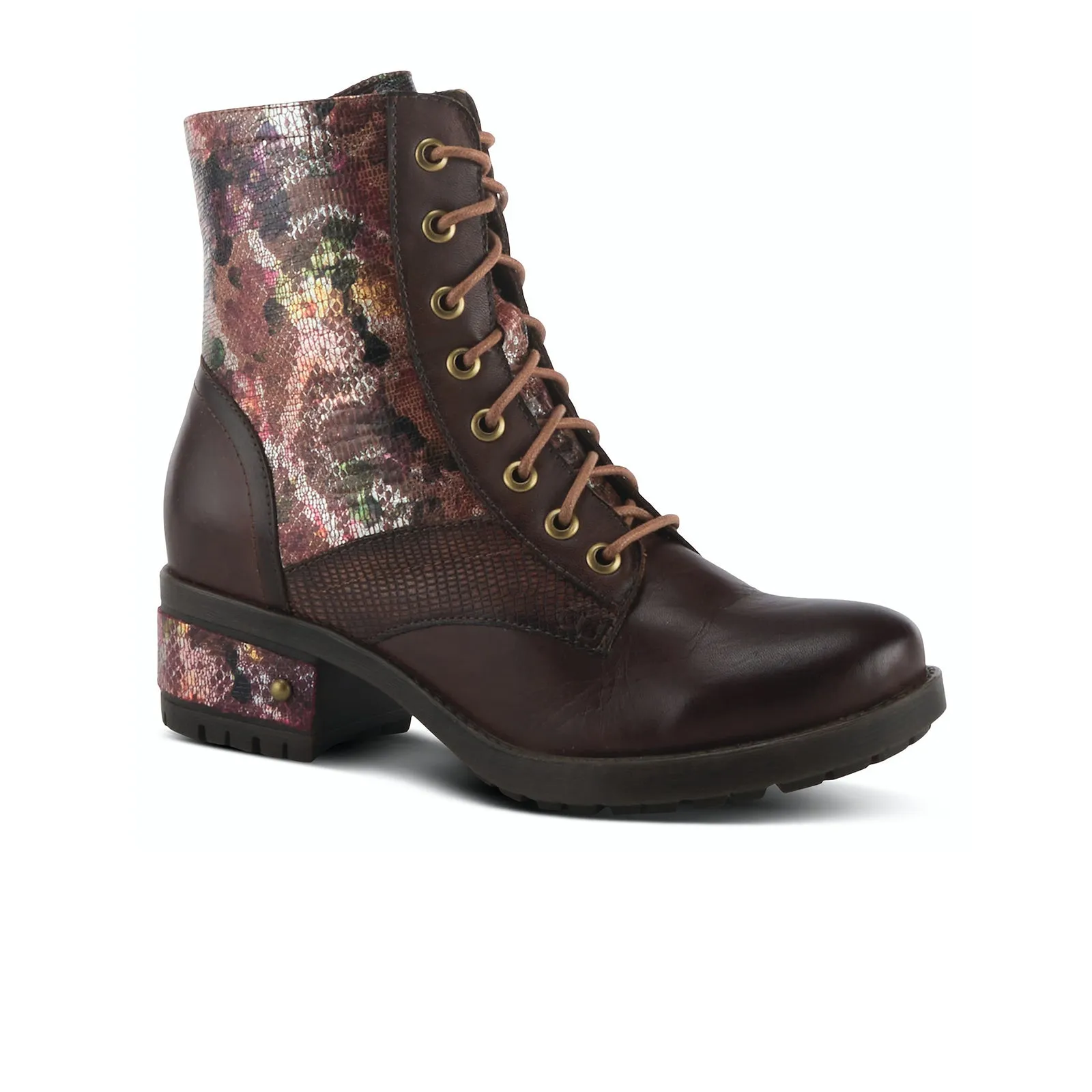 L'Artiste Marty-Met Combat Boot (Women) - Brown Multi