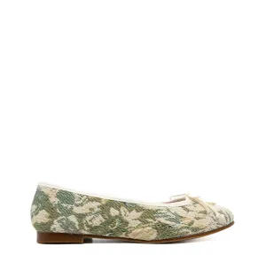 LMDI Green Jacquard Bow Ballet Flat