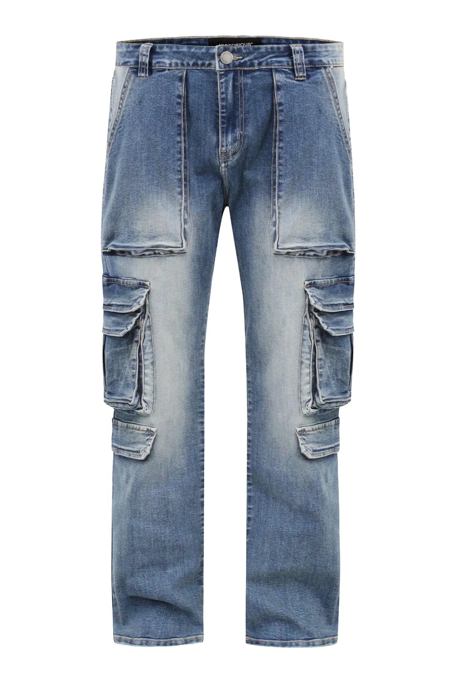 Men's Multi Cargo Pockets Denim Jeans