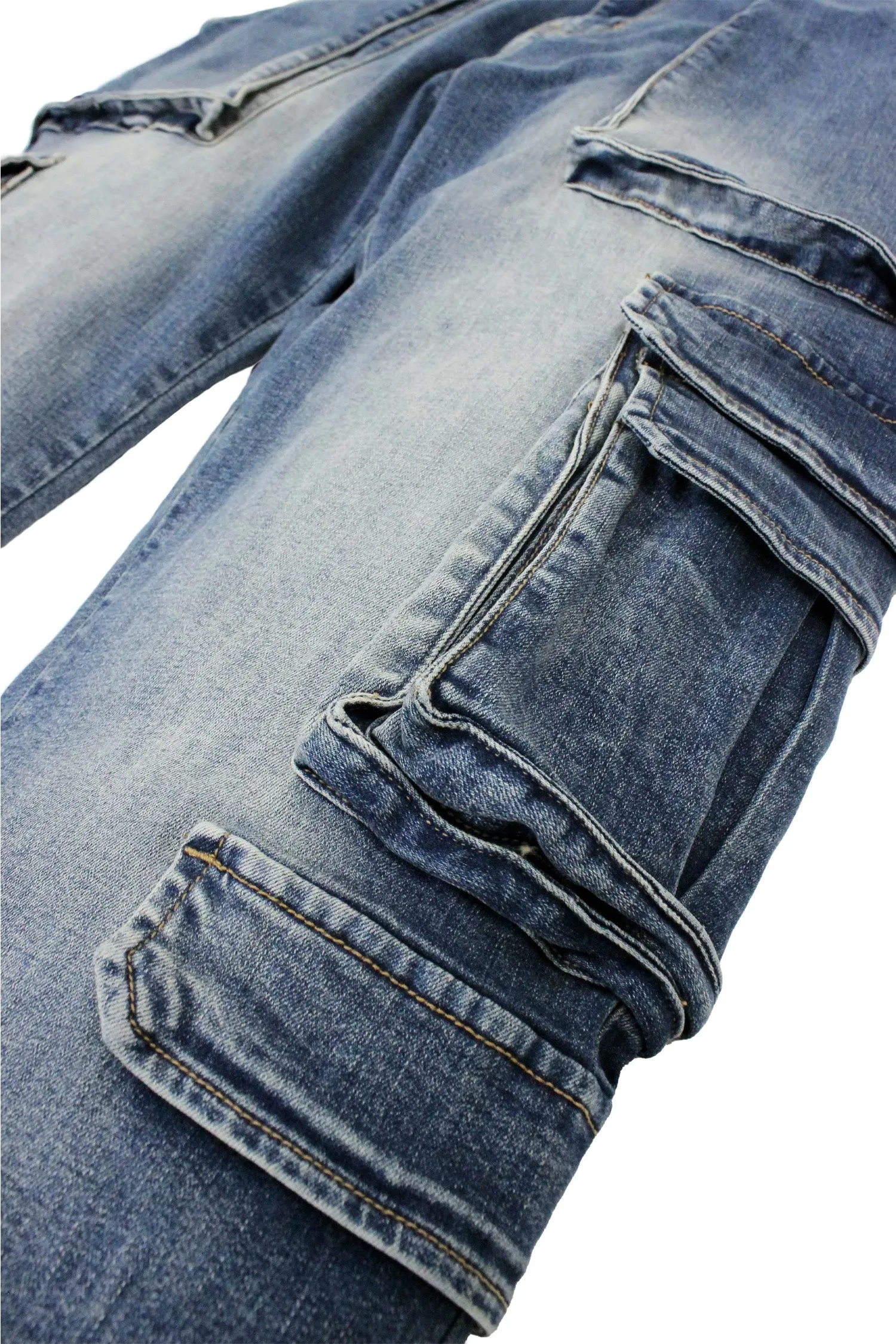 Men's Multi Cargo Pockets Denim Jeans