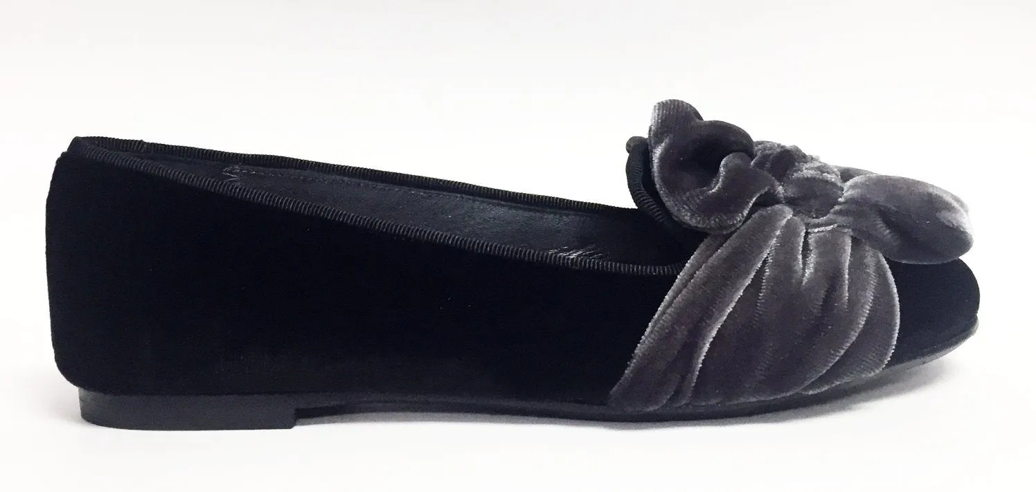 Papanatas Gray/Black Velvet Bow Smoking Slipper