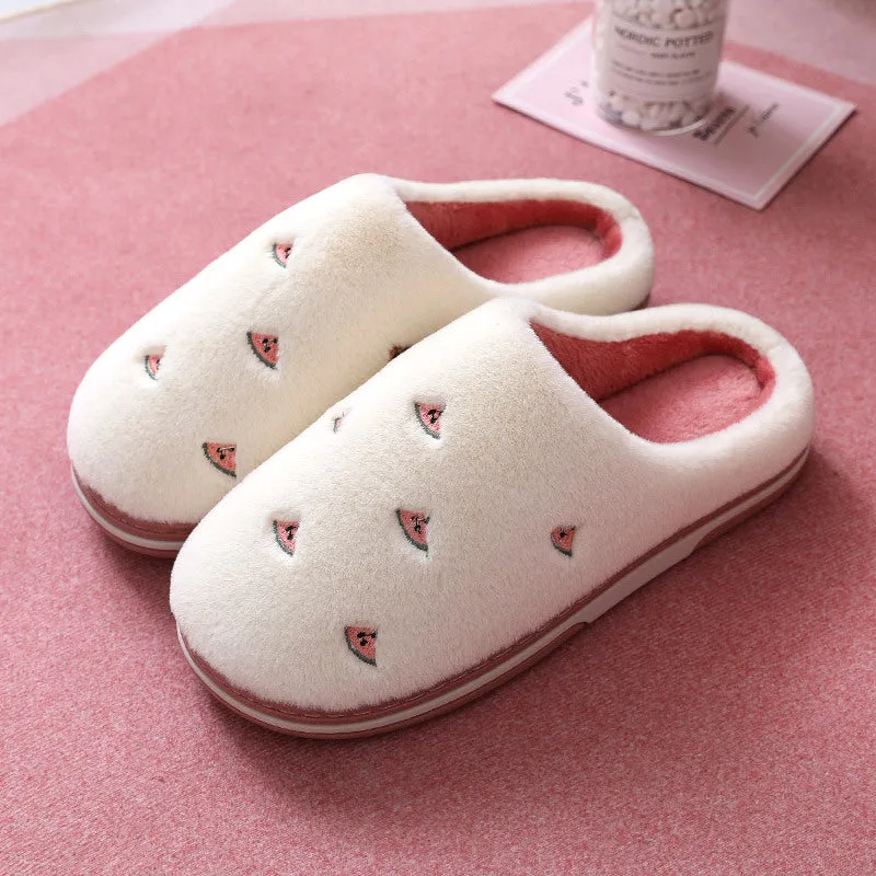 Plush Slippers with Fruit for Women