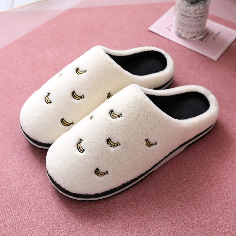 Plush Slippers with Fruit for Women