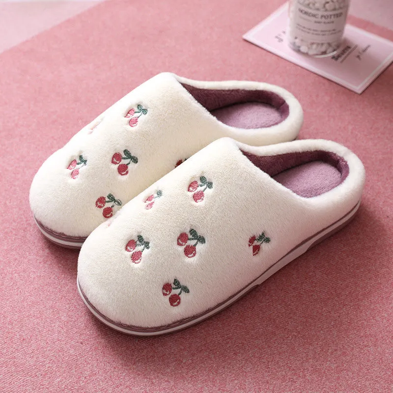 Plush Slippers with Fruit for Women