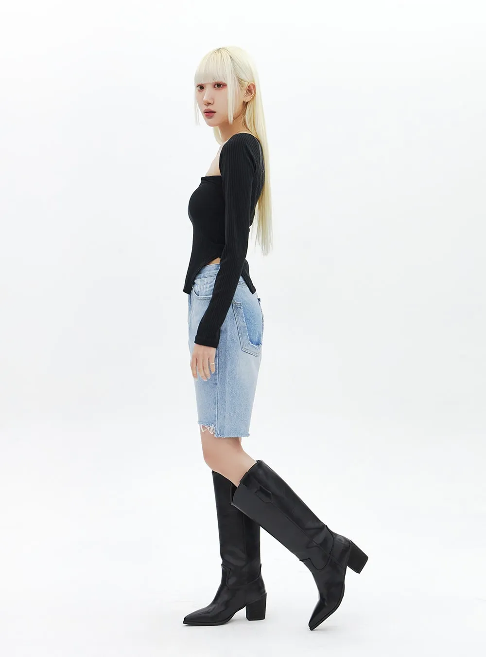 Pointed Toe Knee High Boots BA313