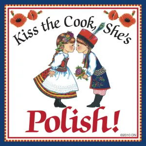 Polish Gift Tile Magnet "Kiss Polish Cook"