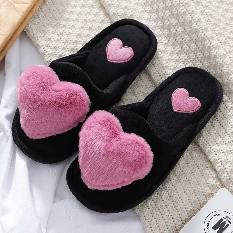 Puffy Heart Fluffy Slippers for Women