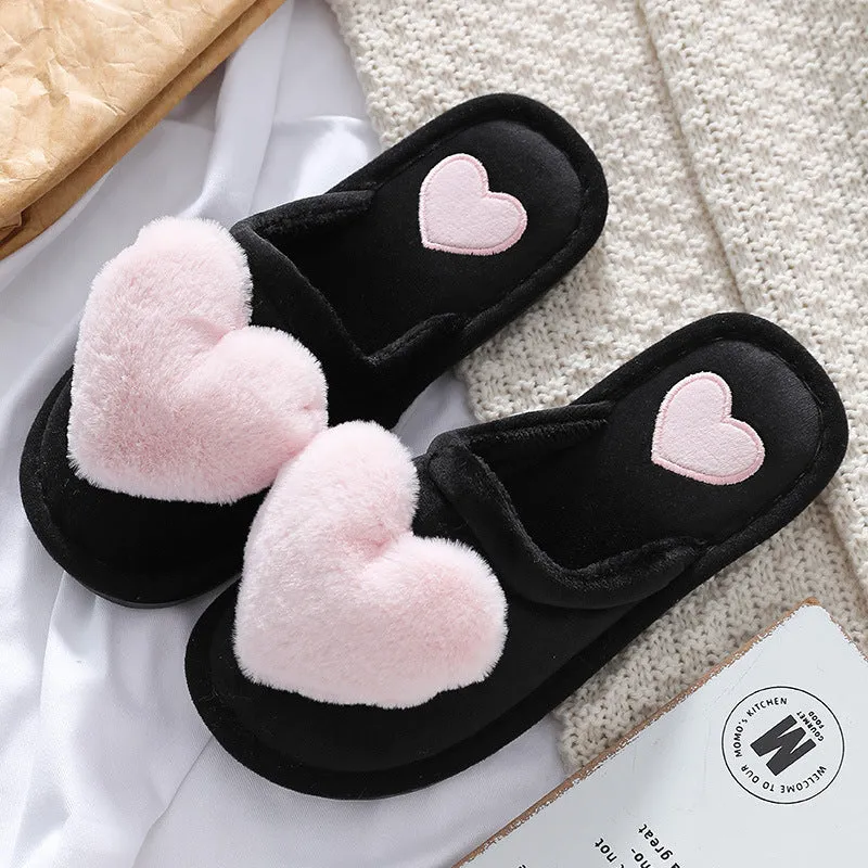 Puffy Heart Fluffy Slippers for Women