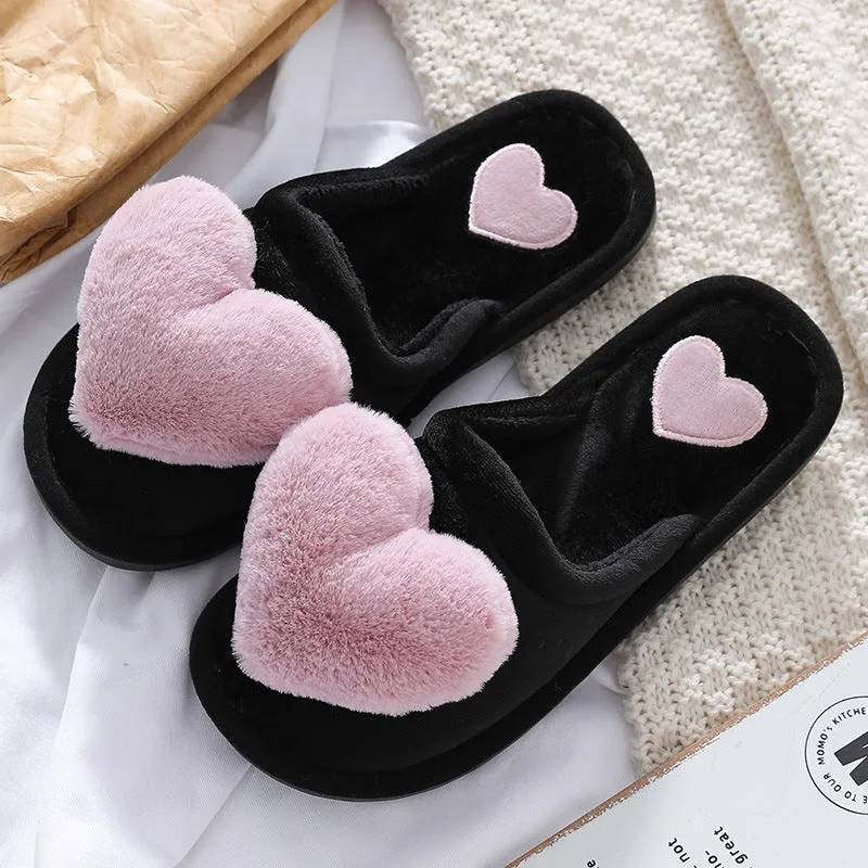 Puffy Heart Fluffy Slippers for Women