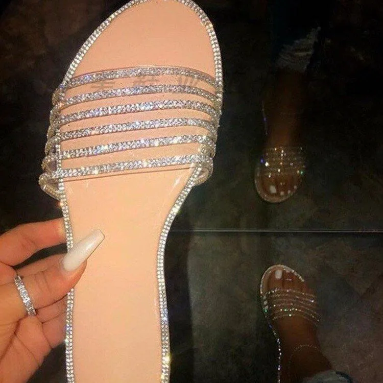 Rhinestone Slipper Slides for Women