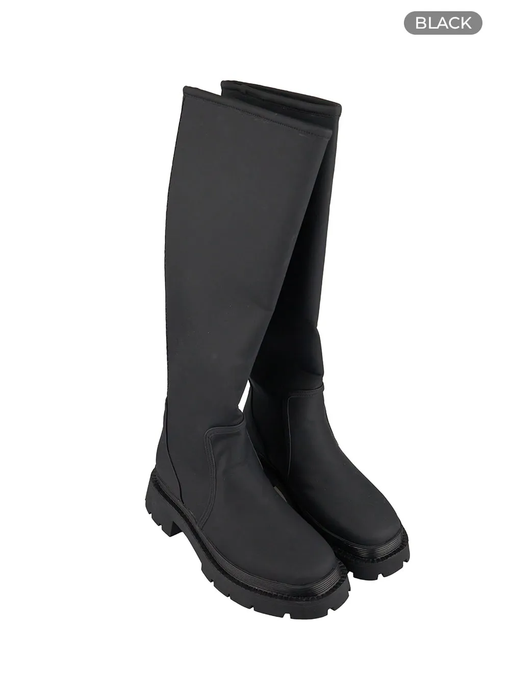 Solid Faux Leather Knee High Boots IY422