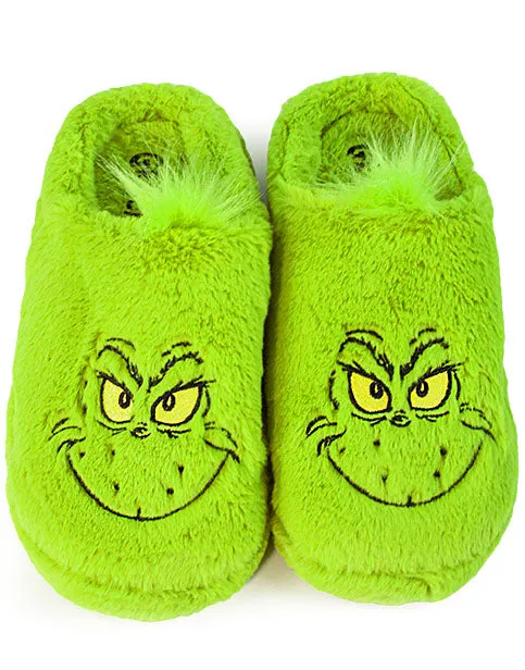 The Grinch Slippers - Christmas Movie Gift Adults Men Women Faux Fur House Shoes